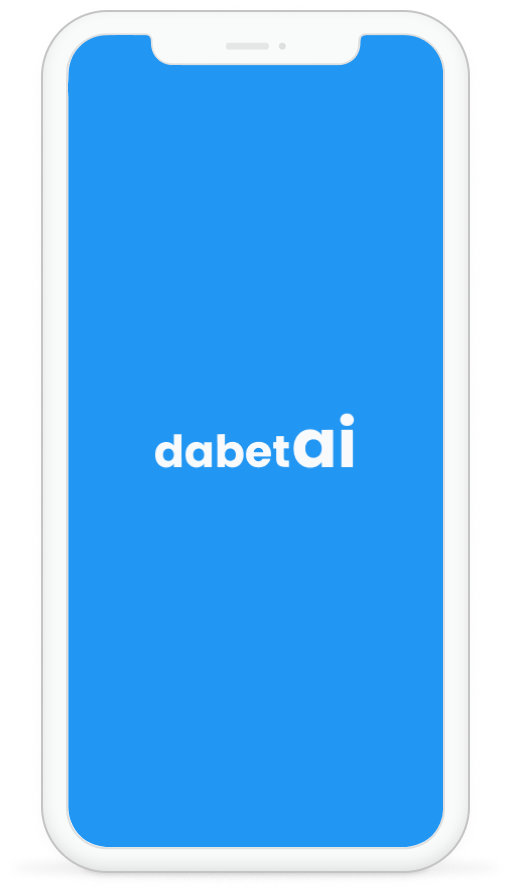 Pantalla de bienvenida de la app dabetai con logotipo y mensaje inicial