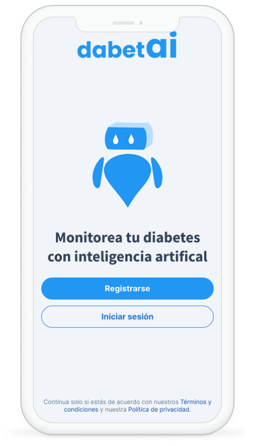 Registro e inicio de sesión en la aplicación móvil dabetai
